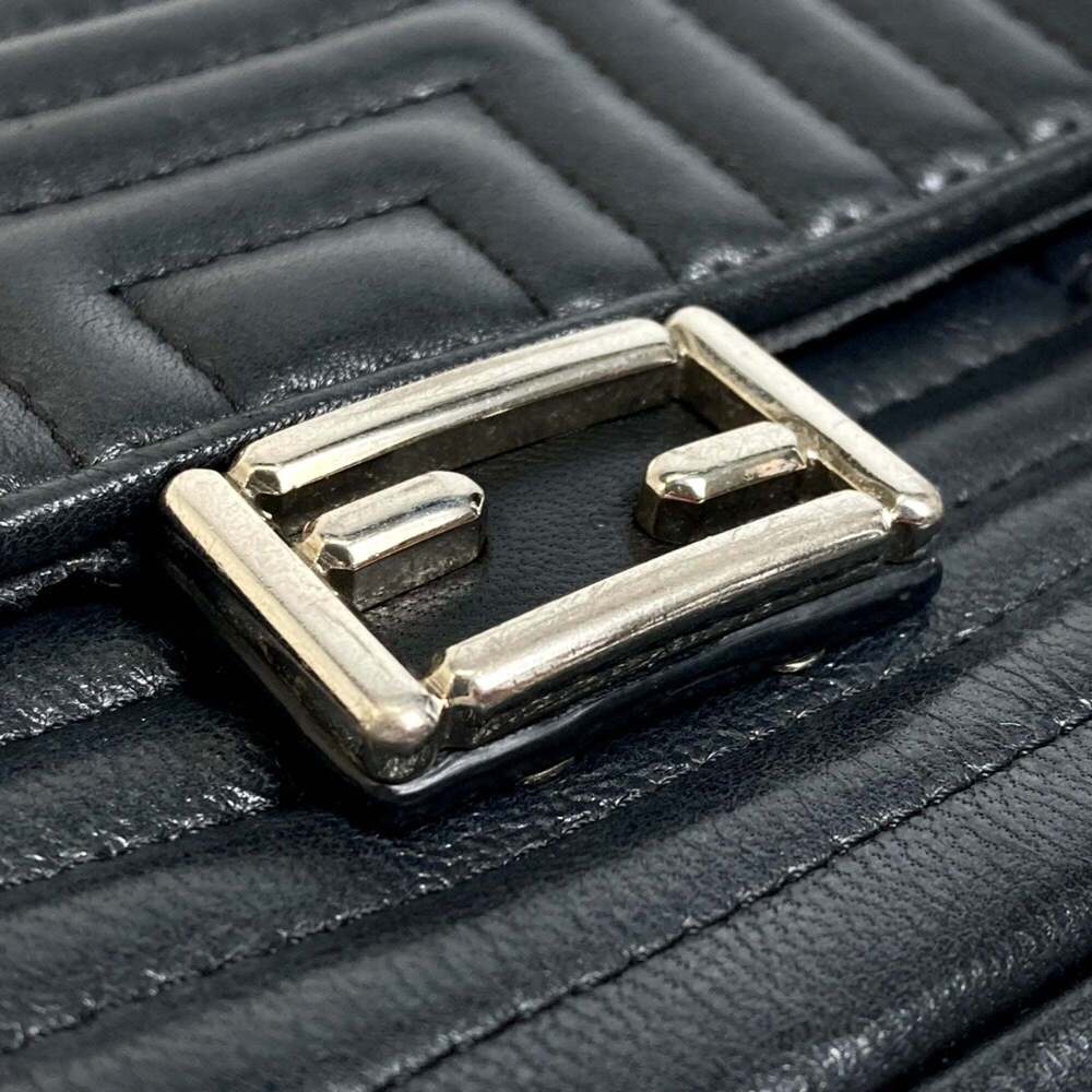 FENDI Black Leather Pochette Shoulder Bag - Picture 9 of 16